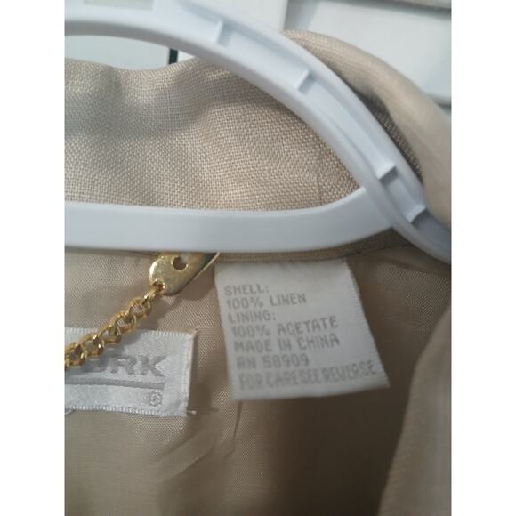 Preston & York Beige Linen Blazer Pockets Lined Button Down sz12 - Picture 3 of 9